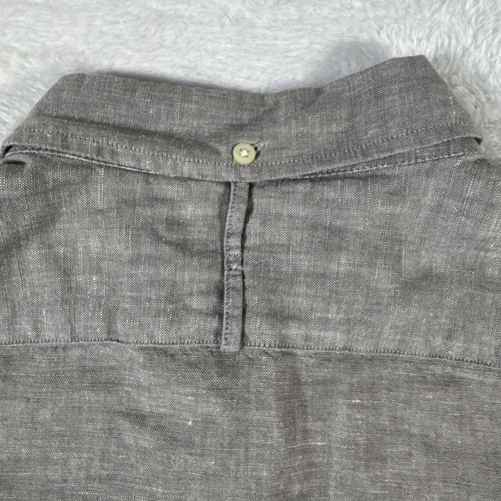 Banana Republic Men's M 15-15.5 Greige Linen Blend Long Sleeve‎ Button Down